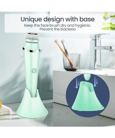 4 in 1 Facial Cleansing Brush - Electric Face Spin Brush with 4 Replacement Heads for Cleaning Exfoliating Massaging (Green) - Buy Online on SooperMarket.com