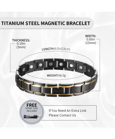 MagEnergy Men's Titanium Steel Magnetic Bracelet 8.5 - Adjustable, Gold Black - Buy Online on SooperMarket.com