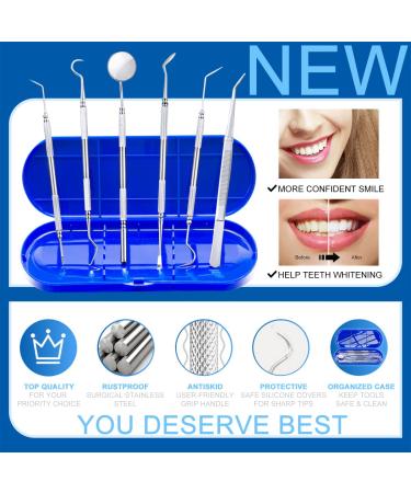 Dental Hygiene Oral Care Kit - Professional Teeth Cleaning Tools | Stainless Steel Dental Tools for Plaque and Tartar Removal | Includes Plaque Remover, Tartar Scraper, Tooth Scaler, Dental Pick - Sea Blue - Buy Online on SooperMarket.com