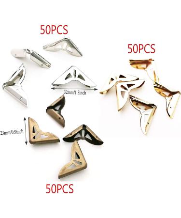 150PCS Book Corner Protector Metal Corner Cover for Scrapbook Album Menu Folder Include 50PCS Silver 50PCS Gold and 50PCS Bronze - Buy Online on SooperMarket.com
