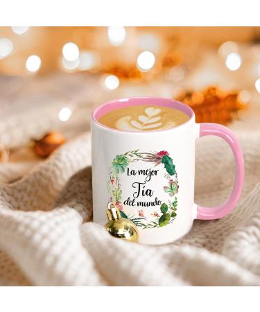 YHRJWN Best Aunt Ever Gifts La Mejor Tia Del Mundo Gifts in Spanish Aunt Gifts from Niece Nephew Christmas Mothers Day Birthday Gifts for Aunt Tia Best Tia Ever Gifts Aunt Coffee Mug 11 Oz White-pink Handle - Buy Online on SooperMarket.com