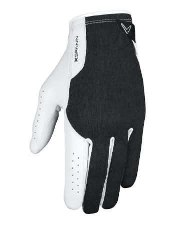 Callaway Golf Men's X-Spann Compression Fit Premium Cabretta Leather Golf Glove White/Black X-Large Standard Worn on Left Hand