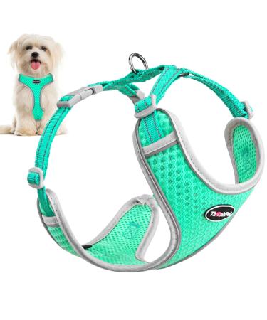 Thinkpet no-pull dog harness leash set breathable breast tableware for small medium large dogs adjustable soft running harness safe control padded reflective safety harness m (1 Pack) green