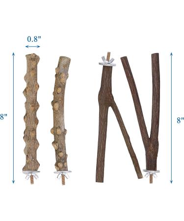 Mogoko 4 Pcs Bird Perches - Natural Wood Parrot Stand for Conure, Budgie, Parakeet - Cage Accessories and Toys - Platform Style 2 - Buy Online on SooperMarket.com