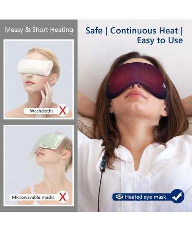 Heated Eye Mask for Dry Eyes - 100% Silk Sleep Mask with Adjustable Temp and USB Port for Puffy Eye Relief - Electric Dry Eye Relief Mask in Blue Color - Buy Online on SooperMarket.com