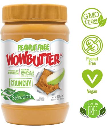 WOWBUTTER Crunchy Soya Spread - Peanut Butter Crunchy Alternative - Vegan, Gluten-Free, Halal, Kosher - 7g Protein, 1000mg Omega 3 - All-Natural - 500g (3 Pack) - Buy Online on SooperMarket.com