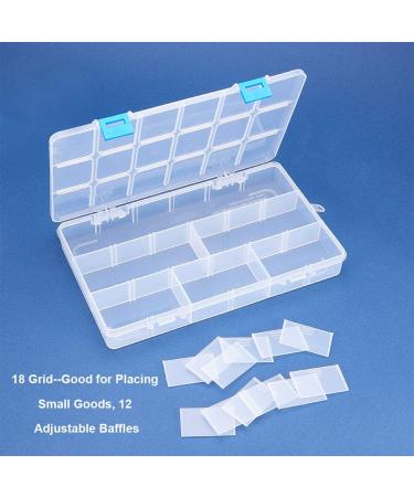 Benecreat 4 Pack Large Transparent Plastic Storage Box with Adjustable Dividers - 18 Grids for Jewelry Beads, Tools, and Craft Accessories - 9.4x5.7x1.18 Inch - Buy Online on SooperMarket.com