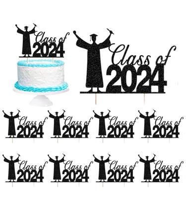 Cupcake Toppers Graduation Cake Topper 10PCS Paper College Graduation Decorations Class of 2024 Cupcake Picks Reusable 2024 Graduation Party Decorations for Photo Prop Style 1