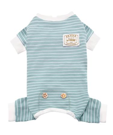 KYEESE Dog Pajamas Pjs Stretchable Dog Jumpsuit 4 Legs Strip PJS Hair Shedding Cover Good for Summer Medium (Pack of 1) 1# Stripe (Green)