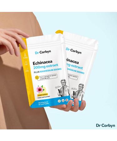 Dr Corbyn Echinacea 200mg + Magnesium 200mg Tablets - High Strength Supplement | Vegan & UK Made - 60 Count - Buy Online on SooperMarket.com