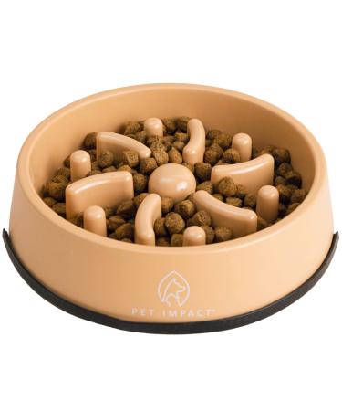 Natural Slow Feeder Dog Bowl 19cm Bamboo Dog Slow Feeder to Slow Down Eating Anti Gulp Bowl Prevents Risk of Choke Bloat Overeating - Interactive Feeding (Medium Earth Brown) Medium Earth