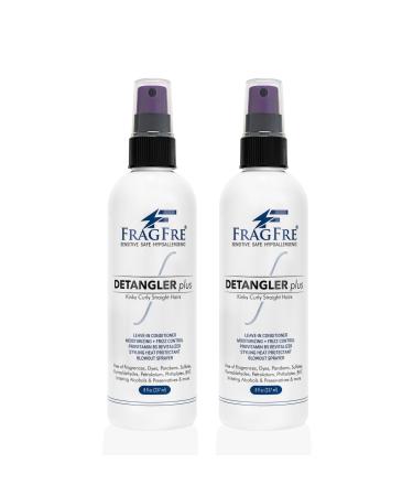 Detangler plus Styling Hair Spray 8 oz (2-Pack Gift Set) - Heat Protectant and Blowout Spray - Leave in Conditioner for Sensitive Skin - Fragrance Free Hypoallergenic Unscented 8 Fl Oz (Pack of 2)