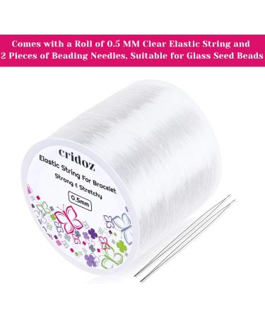 Cridoz 0.5mm Clear Elastic Stretchy String for Bracelets with Beading Needles - Ideal for Bead Bracelets and Jewelry Making - Buy Online on SooperMarket.com