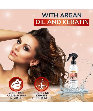 Moroccan Argan Oil Heat Protectant Spray with Keratin - Deep Conditioner for Dry Damaged Hair - Styling and Treatment Protection - Pure Nature Lux Spa - Buy Online on SooperMarket.com