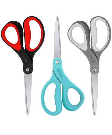 Scissors, Niutop 8" All Purpose Scissors Heavy Duty Ergonomic Comfort Grip Craft Shears Sharp Scissors for Office Home Household Sewing High/Middle School Students Teacher Art Craft DIY Supplies Black/Grey/Aqua