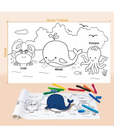 Kids Coloring Paper Roll - Toddler Drawing Paper Roll for Clean Sticky Wall Painting - 120 * 11.8 Inch Animal Design Stickers Set - Buy Online on SooperMarket.com