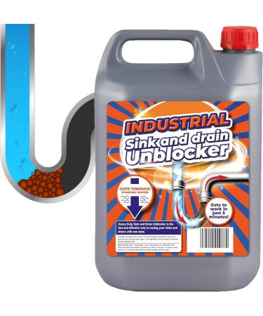 5 Litre Heavy Duty Sink & Drain Unblocker Strong Cleaning Liquid Plug Hole Toilet Cleaner Tool For Home Office Garage & Shops (1 x 5 Litre) - Buy Online on SooperMarket.com