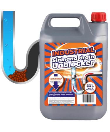 5 Litre Heavy Duty Sink & Drain Unblocker Strong Cleaning Liquid Plug Hole Toilet Cleaner Tool For Home Office Garage & Shops (1 x 5 Litre)