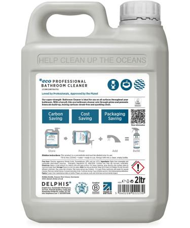 Delphis Eco Bathroom Cleaner - Plant-based Vegan Cleaning Spray | Fragrance-Free | Chlorine and Phosphate-Free | EU Ecolabel Accredited | 2L Unscented - Buy Online on SooperMarket.com