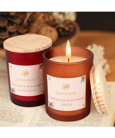 Luana Rose Fragrance Candle Gift Set - 2x200g Aromatherapy 100% Natural Soy Wax Long-Lasting Vanilla & Apple - Perfect High-Quality Gifts for Women - Buy Online on SooperMarket.com