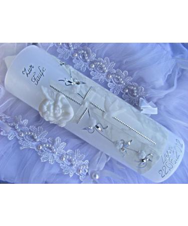kerzenzauber-lusine Baptism candle Communion candle Young girl 250/70 mm VT-08 including accessories for self-labeling