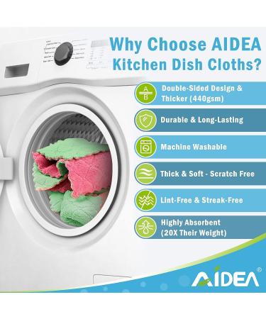 AIDEA Kitchen Dish Cloth 12-Pack - Super Absorbent Coral Fleece Dish Cloths - Premium Microfiber Cleaning Cloths - Fast Drying & Reusable Dish Rags - Buy Online on SooperMarket.com