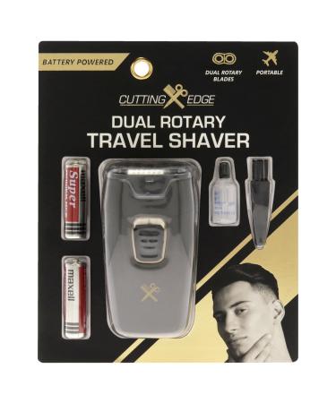 Cutting Edge Dual Rotary Travel Shaver - CXE1-1006 Black by Barbasol for Men - 4Pc Stainless Steel Blades 2AA Battery Cleaning Brush Oil