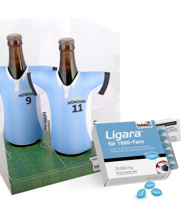 1860 Ligara great excitement birthday gift for 1860 Munich fans |1x pack of Ligara + 2x jersey cooler gift set |Football fan articles men's gifts by leagaKakao.de 500% league gift fun-the big excitation set for Munich fans (Ink. Premium gift)