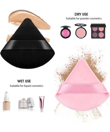 Velour Triangle Powder Puff Set with Mini Finger Makeup Sponges - 4 Pieces for Mineral Powder and Body Foundation - Buy Online on SooperMarket.com