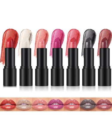 Lipstick 7 PCS Long-Lasting Wear Not Fade Lipstick Makeup Set Long Lasting Waterproof Smudge Proof Non-Stick Cup Lip Gloss Great Lip Tint Make up Set for Women (Goth Style) Goth Style A