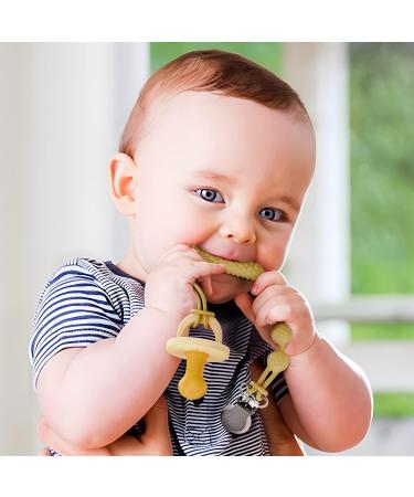 Beadlsee Baby Silicone Pacifier Clip Teether 2-Pack - Toast & Buttercream, Sensory Exploration and Teething Relief for Boys or Girls - Buy Online on SooperMarket.com