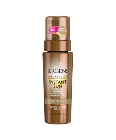 Jergens Natural Glow Instant Sun Body Mousse Light Bronze Tan 6 Ounce Sunless Self-tanner for a Natural-looking Tan