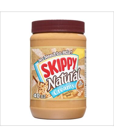 SKIPPY Natural Peanut Butter Spread, Creamy, 7 g protein per serving, 40 oz.