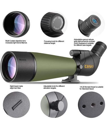 Gosky 20-60x80 Spotting Scope with Tripod, Carrying Bag, Phone Holder - BAK4 Waterproof HD Scope for Bird Watching & Wildlife Scenery - Buy Online on SooperMarket.com