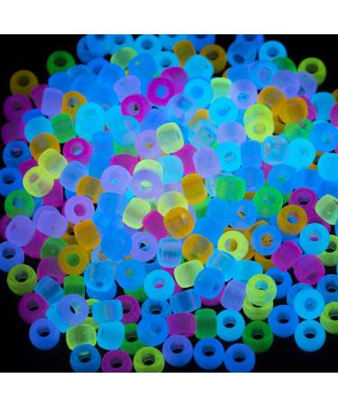 1000 Pcs Acrylic 9 Color Pony Beads 6x9mm Bulk Glow in The Dark