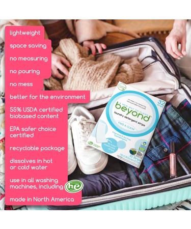 Beyond Laundry Detergent Strips - Eco-Friendly Hypoallergenic & Travel-Friendly | 32 Dissolvable Strips - Free & Clear - Buy Online on SooperMarket.com