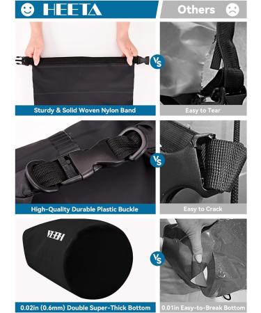 HEETA Waterproof Dry Bag 5L - Updated Version | Lightweight Roll Top Dry Storage Backpack with Emergency Whistle | For Travel Swimming Kayaking Camping | Black - Buy Online on SooperMarket.com