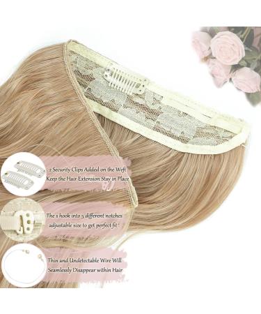 Invisible Wire Hair Extension - Natural Wavy Synthetic Clip-In, Adjustable Size with 2 Secure Clips, Long Curly Golden Blonde - Secret Hair Piece for Women (16inch) - Buy Online on SooperMarket.com