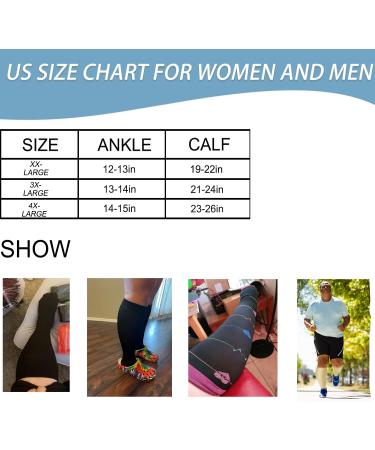 SIOAUIRT Plus Size Compression Socks | 20-30 mmHg Wide Calf Stockings | Best Support for Circulation | Running XX-Large - 3 Pack - Buy Online on SooperMarket.com