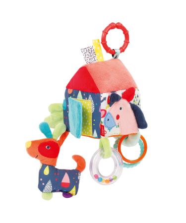 Fehn Motoric cubes Haus Color Friends - Motoric Toy Baby Activity cubes for hanging for strollers cot and baby seat - Activity cube toys for babies and children from 0+ months