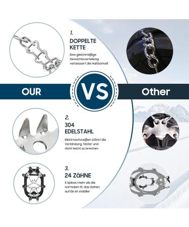 Jateka 24 Teeth Stainless Steel Crampons - Anti-Slip Spikes for Winter Walking Mountaineering & Trail Running - Adult & Kids Size - Buy Online on SooperMarket.com