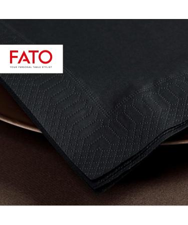 FATO Disposable Paper Napkins - 100 Pack 24x24cm Black 2-Layer FSC Certified - Perfect for Aperitifs & Cocktails - Buy Online on SooperMarket.com