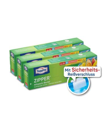 Toppits Zipper all-purpose bags 3x 18 pieces - special film tear-resistant reusable transparent