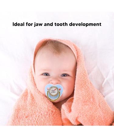 Golden Ultra-Light Silicone Baby Pacifier 0-6 Months | Plplaaoo Rhinestone Dummy - Soft Bling for Newborns (Blue) - Buy Online on SooperMarket.com
