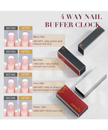Canvalite Nail Buffer Block for Natural Nails - 4 Way 100/180 Grit File and Buffer Set - Shapes, Files, Smoothes, Shines - 9pcs - Buy Online on SooperMarket.com