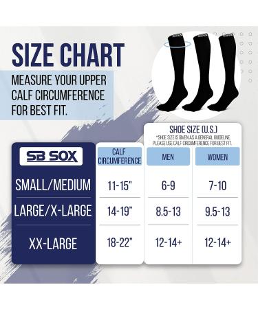SB SOX Compression Socks (15-20mmHg) for Men & Women - 3 Pairs | Large-X-Large | Solid Black | All Day Comfort - Buy Online on SooperMarket.com