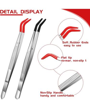 Bcowtte Curved Rubber Tip Tweezers - 2 Pack Stainless Steel Laboratory & Jewelry Making Tools for Precision - Buy Online on SooperMarket.com