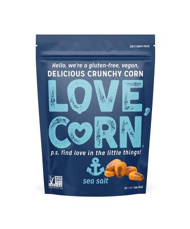 LOVE CORN Sea Salt Snack 1.6oz x10 Bags | Crunchy Non-GMO Gluten-Free Plant Based Low-Sugar | Salted Corn Snack Pack - Buy Online on SooperMarket.com