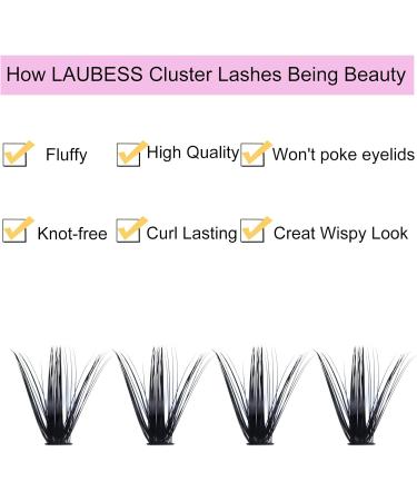 LAUBESS Individual Eyelash Clusters 300 Pcs | False Lashes Extension Kit | 50D-0.07C Mix 8-15mm - Buy Online on SooperMarket.com