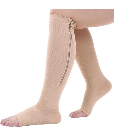Calves Compression Stockings for Men & Women | Fipelo Compression Socks for Varicose Veins Relief | Breathable Elastic Foot Sleeves (XXL Skin Color) - Buy Online on SooperMarket.com